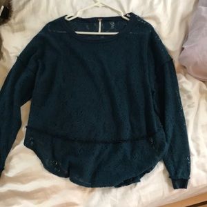 Free people green lace long sleeve shirt